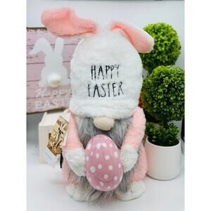 Rae Dunn HAPPY EASTER Spring Gnome with Polka Dot Egg